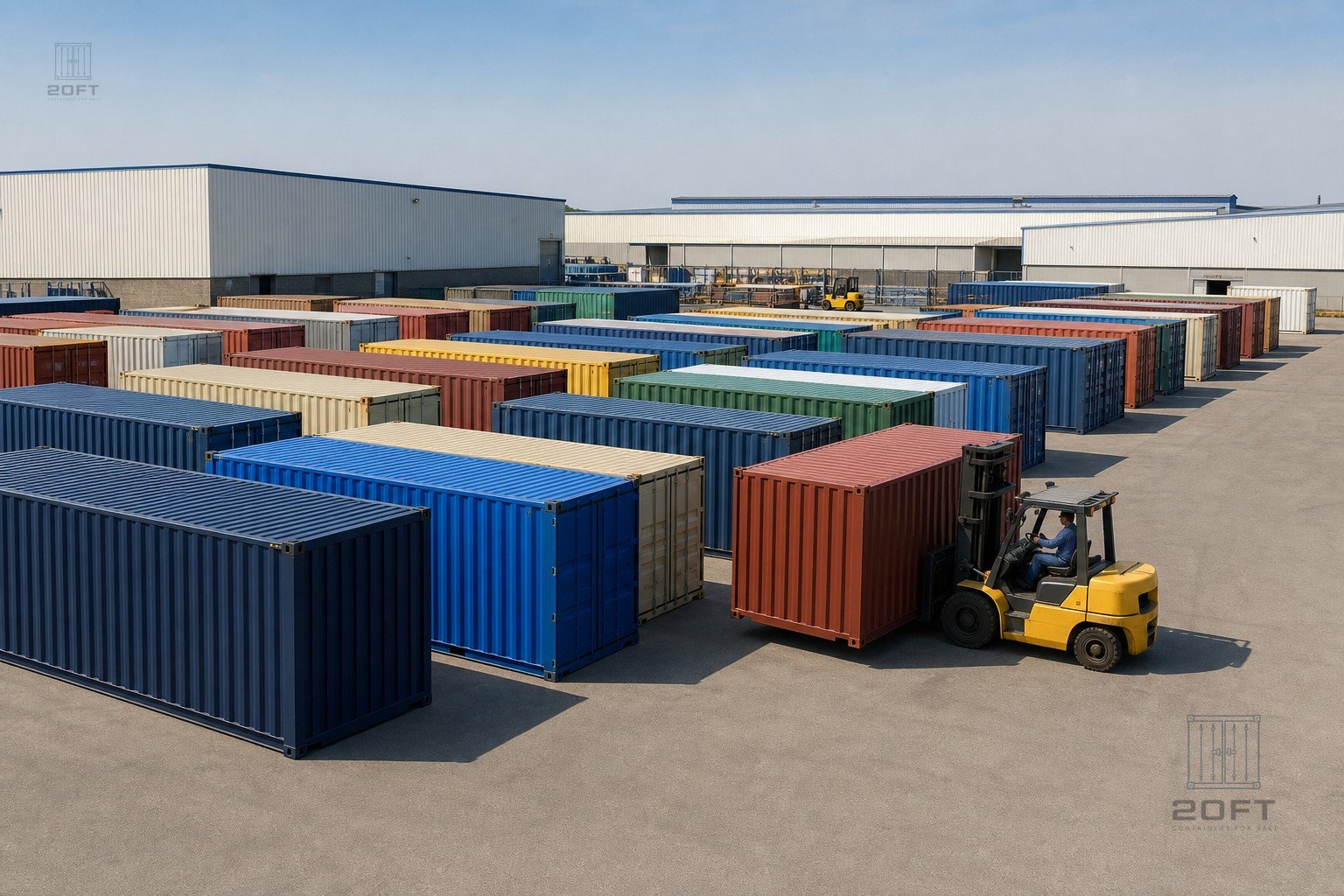 Containers Library yard with inspected 20ft containers